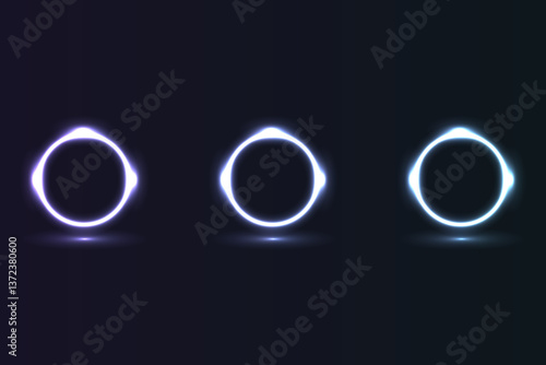 Neon magic circle. Futuristic light circle and circle. Light frame. Vector. Magic portal.