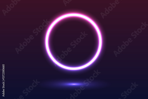 Neon magic circle. Futuristic light circle and circle. Light frame. Vector. Magic portal.