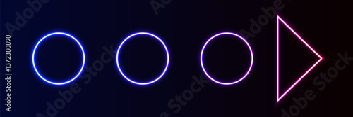 Neon magic circle. Futuristic light circle and circle. Light frame. Vector. Magic portal.