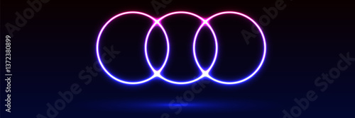 Neon magic circle. Futuristic light circle and circle. Light frame. Vector. Magic portal.