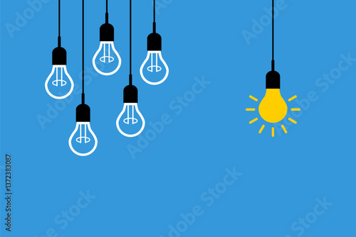 alone bright electric lamp near many switched off others, rejected from society