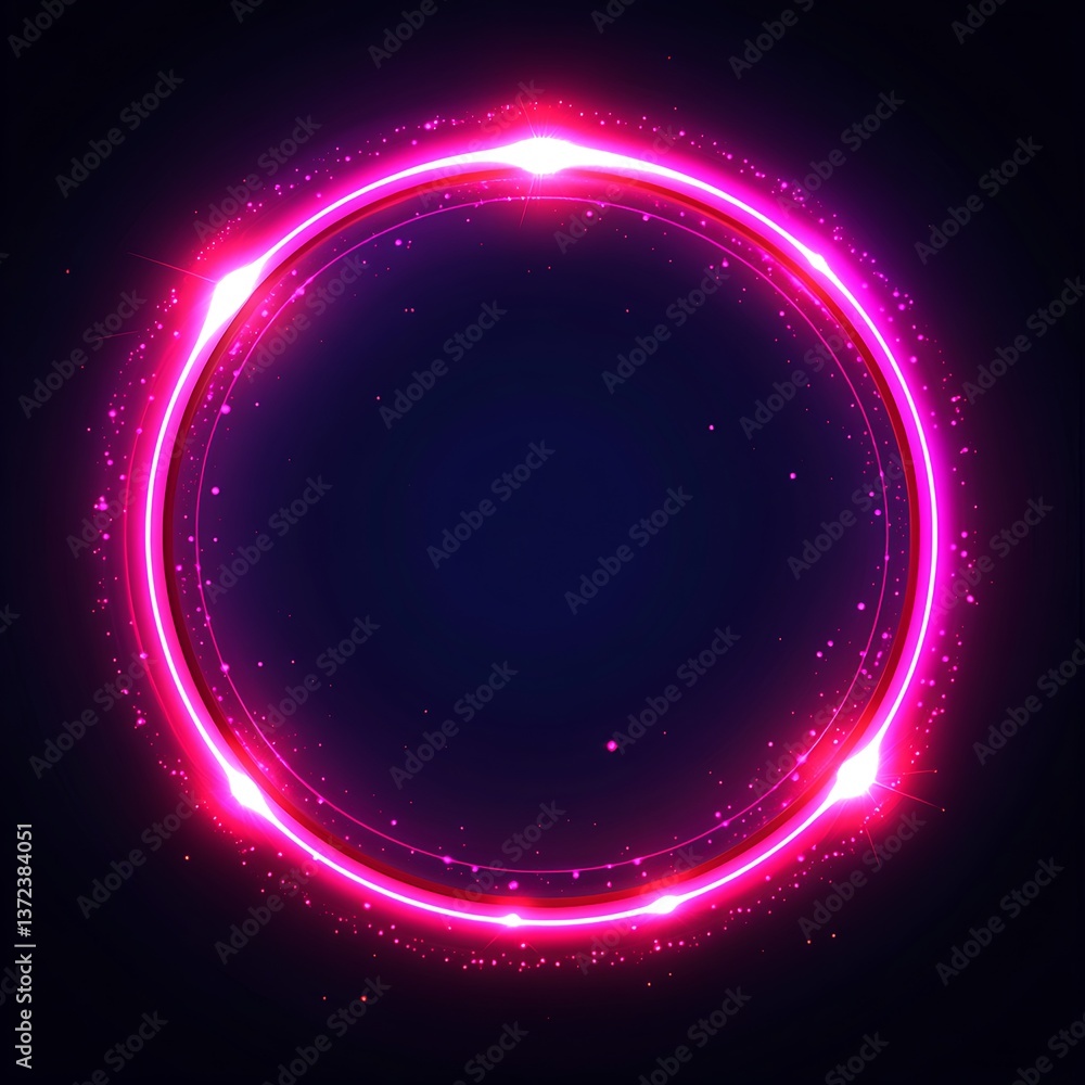 Naklejka premium A glowing pink circle with dynamic light against a dark background