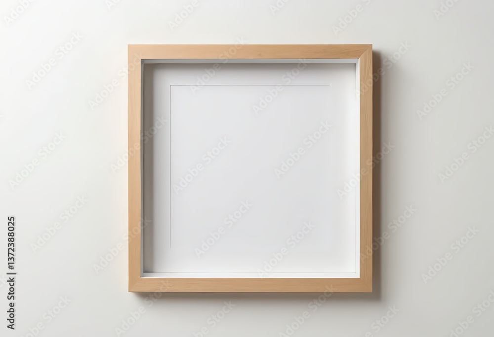 Empty Wooden Frame on White Wall Empty Wooden Frame on White Wall