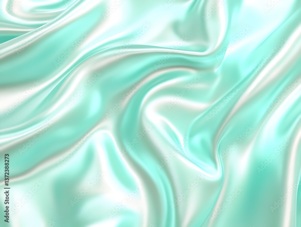 Obraz premium A close up view of flowing turquoise satin fabric