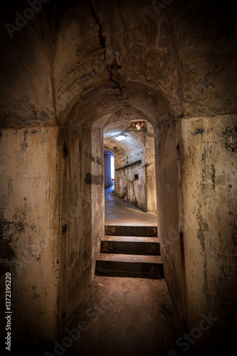Tunnel in the dark  Fort Nepean  Mornington Peninsula  Victoria  Australia