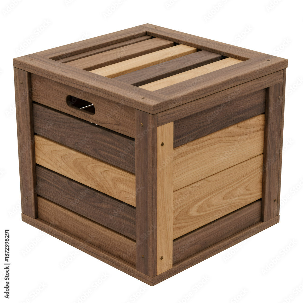 Closed Wooden Crate with Dark and Light Brown Stripes Closed Wooden Crate with Dark and Light Brown Stripes