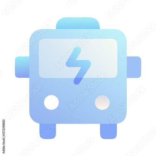 Electric bus icon design in blue color scheme  