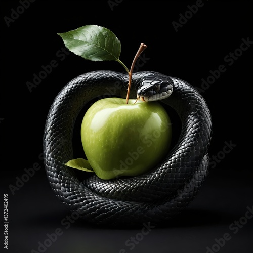 Green Apple and Black Snake
