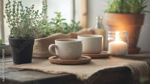 Wallpaper Mural 素朴な陶器と木の風合いで楽しむ田舎のアフタヌーンティー Torontodigital.ca