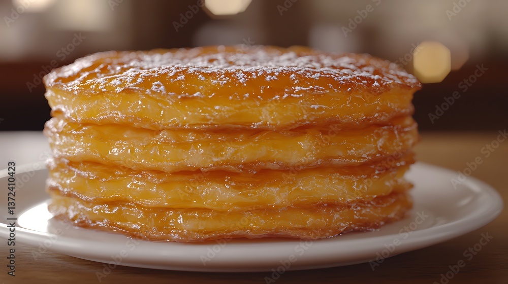 Stacked pastries, cafe setting Stacked pastries, cafe setting