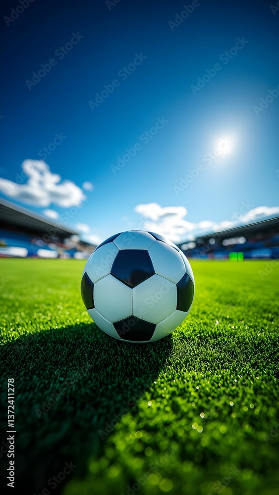 Fototapeta premium soccer ball on green grass