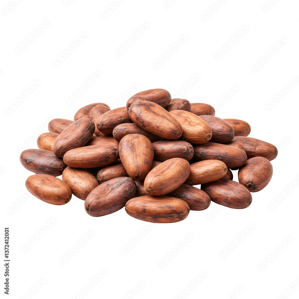 Pile of Roasted Cocoa Beans on Transparent Background Pile of Roasted Cocoa Beans on Transparent Background