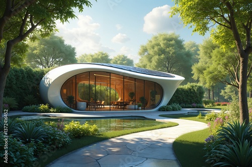 Solarpunk Pavilion in a Park