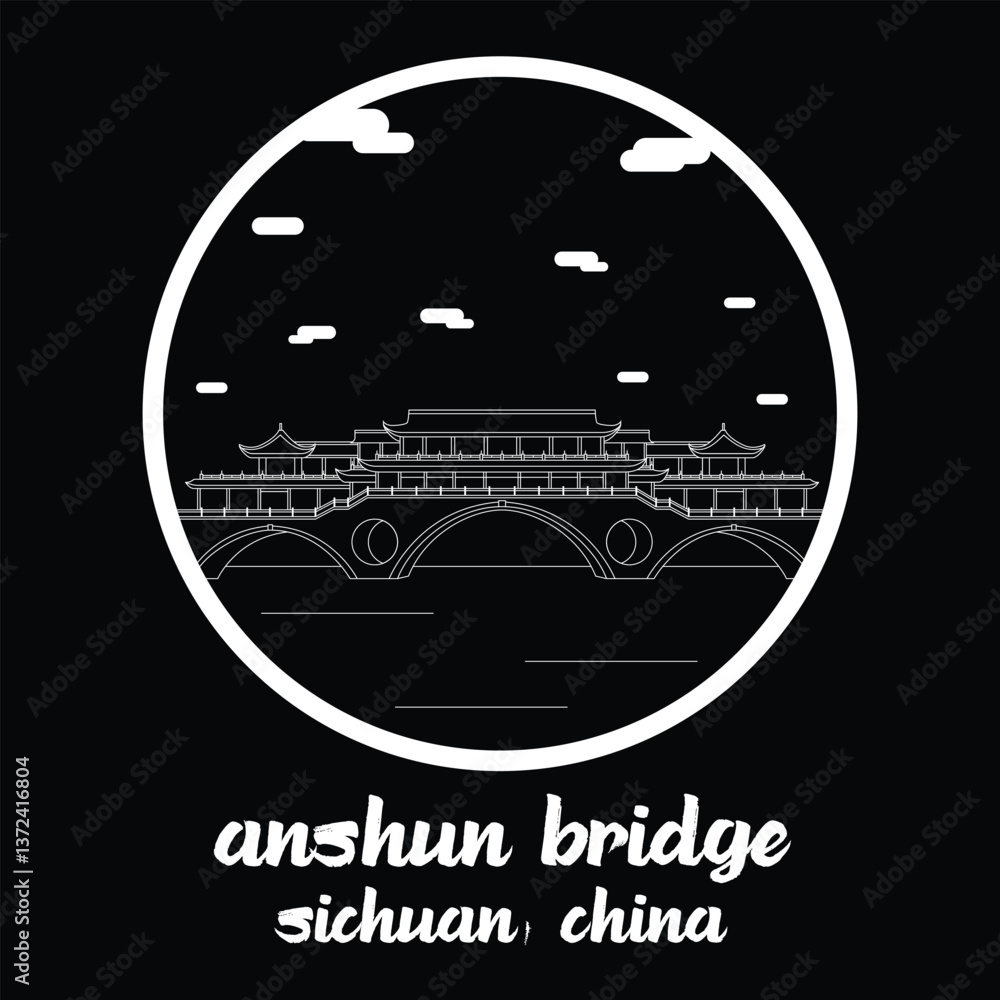Obraz premium Circle Icon Anshun Bridge. Vector illustration