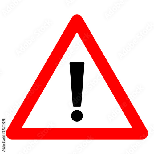 Red triangle with exlamation sign. Isolated vector illustration