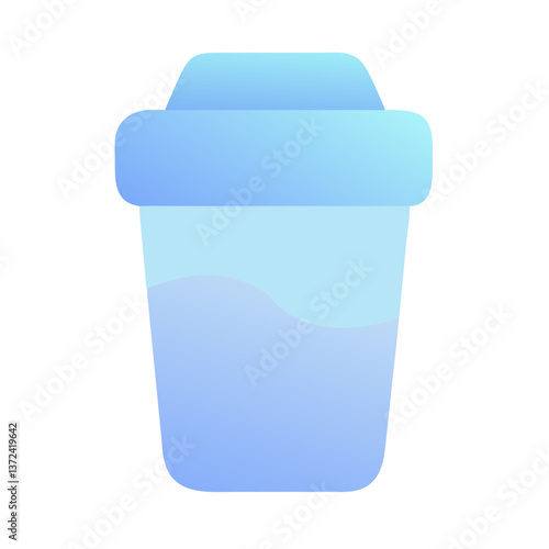Reusable cup in minimalist style with blue gradient colors  