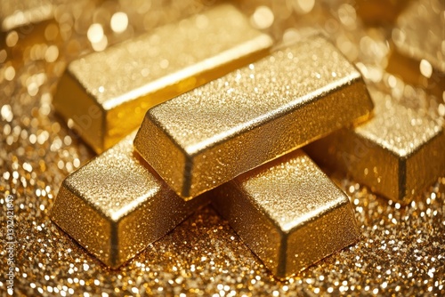 Wallpaper Mural Precious Metals and Wealth. A stunning display of gold bullion bars glistening under bright lights. Torontodigital.ca