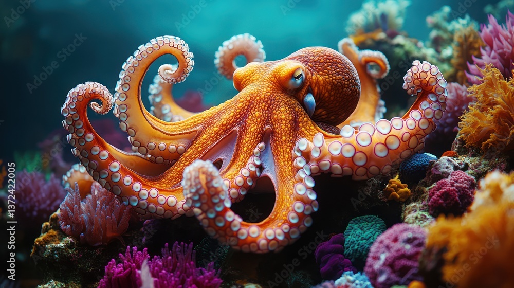 Octopus coral reef underwater Octopus coral reef underwater