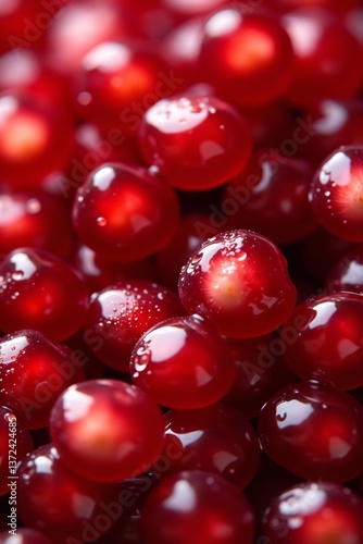 Wallpaper Mural Macro shot of juicy pomegranate seeds, glistening with water droplets , red, vibrant Torontodigital.ca