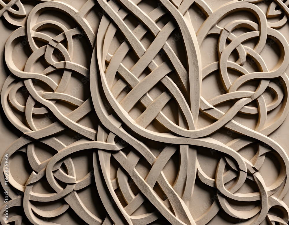 Intricate Beige Knotwork Relief Texture Intricate Beige Knotwork Relief Texture