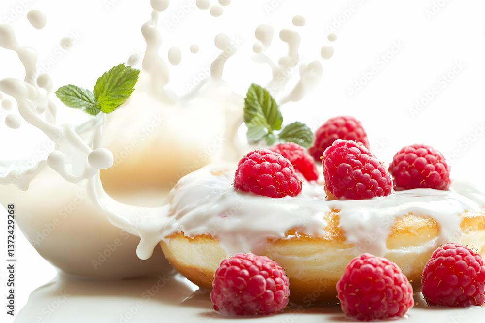Raspberries and Cream-Glazed Donut Splash Raspberries and Cream-Glazed Donut Splash