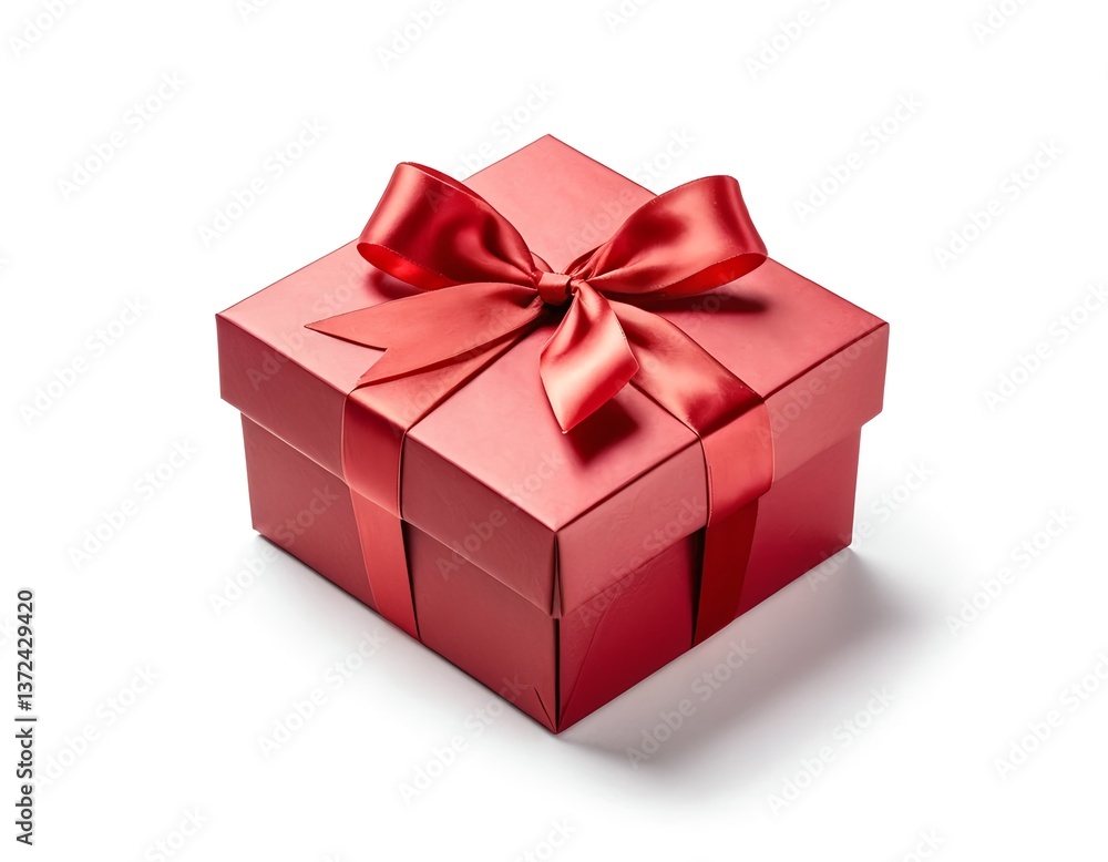 Red Gift Box with Red Ribbon Bow Red Gift Box with Red Ribbon Bow