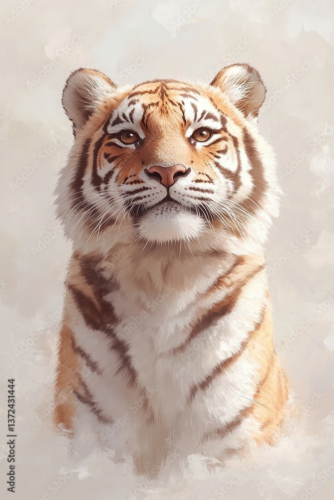 Obraz premium Portrait of a Majestic Tiger: A stunning artistic rendition capturing the power and beauty of this animal.