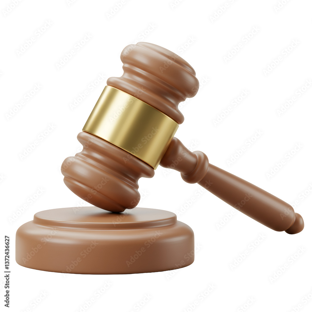 Brown Wooden Gavel with Gold Band 3D Rendering Brown Wooden Gavel with Gold Band 3D Rendering
