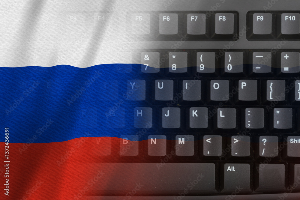 Russian flag on a computer keyboard