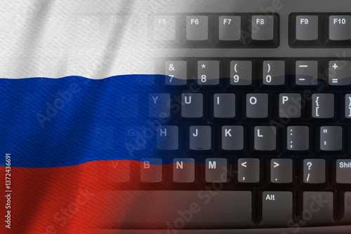 Obraz na płótnie Russian flag on a computer keyboard w salonie