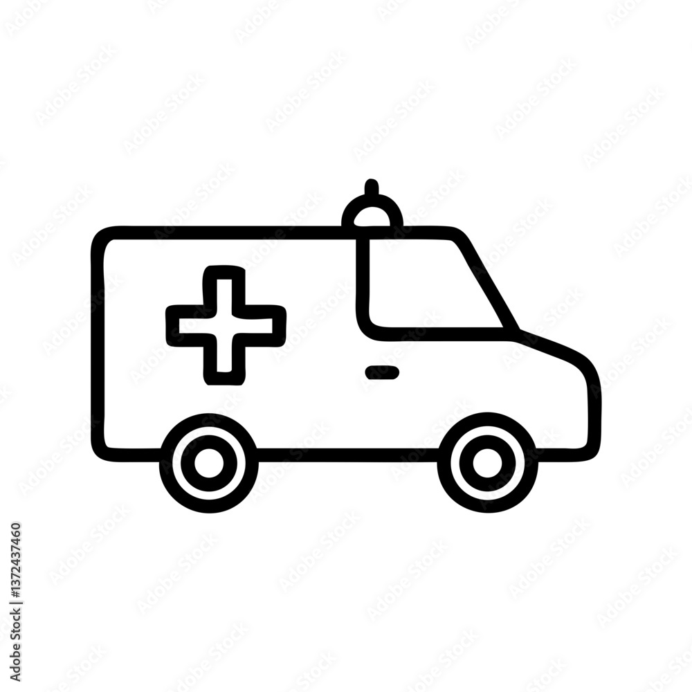 Ambulance icon in simple black line art Ambulance icon in simple black line art