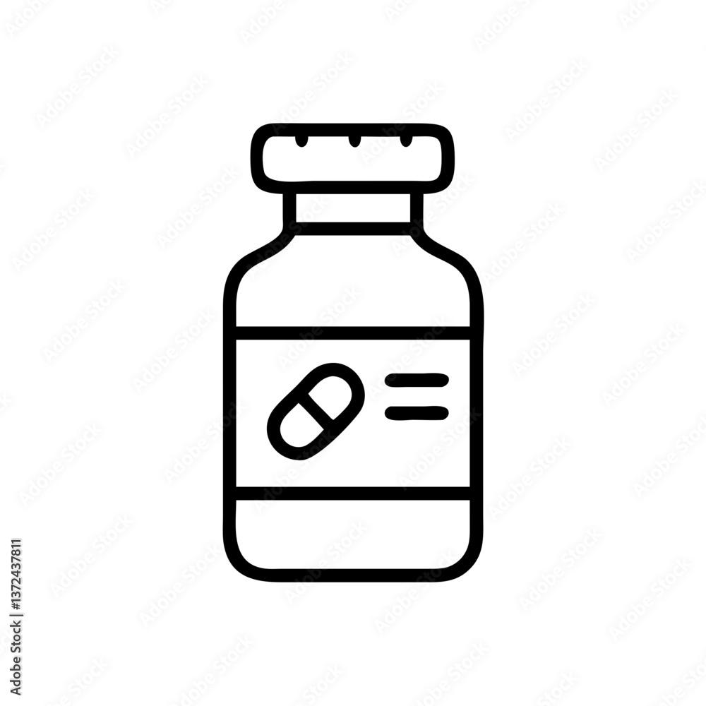 Medicine bottle icon in a minimalist style on a white background Medicine bottle icon in a minimalist style on a white background