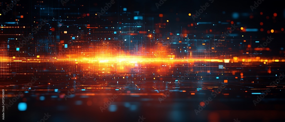 Obraz premium Abstract digital cityscape glow