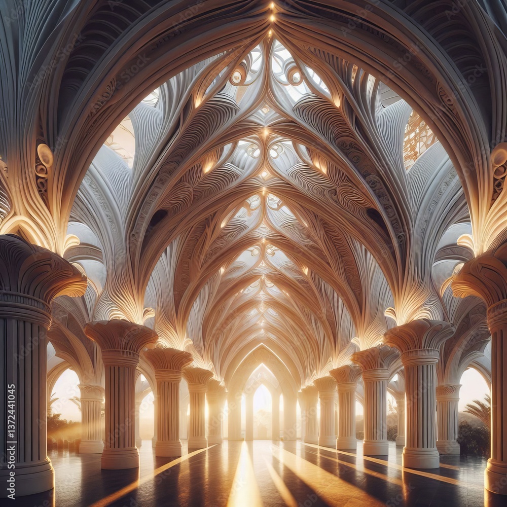 Fototapeta premium Morning artful architectural arcs overhead