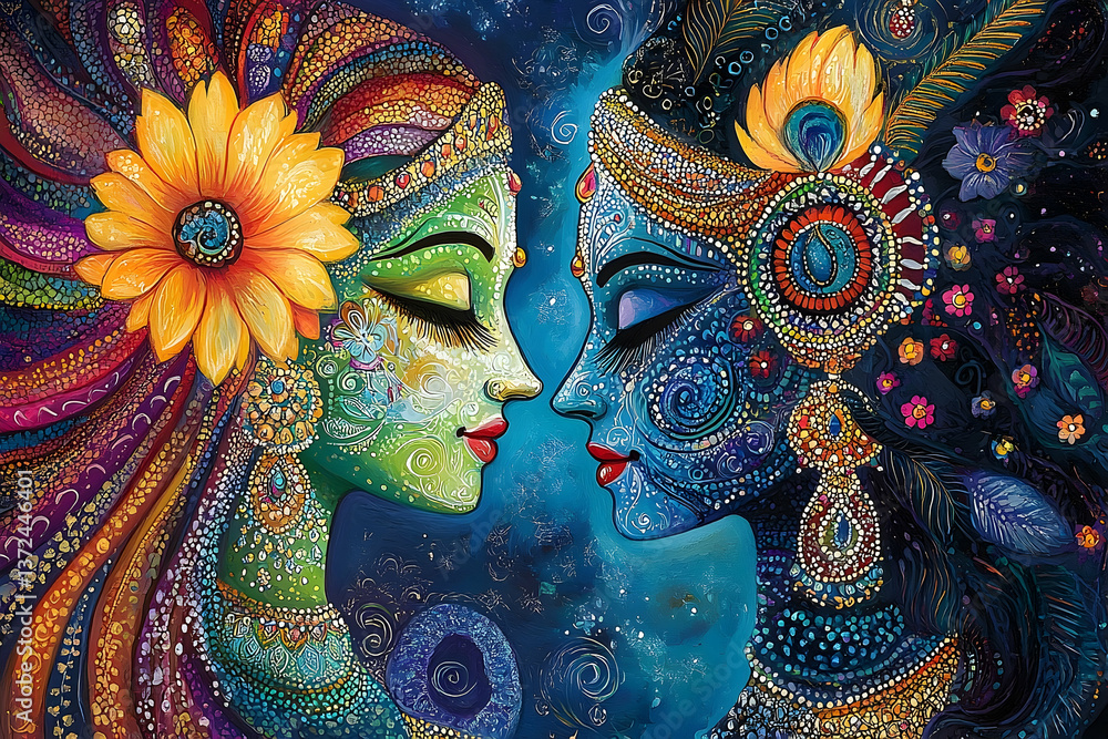 custom made wallpaper toronto digitalTwo stylized human figures face each other in artistic painting