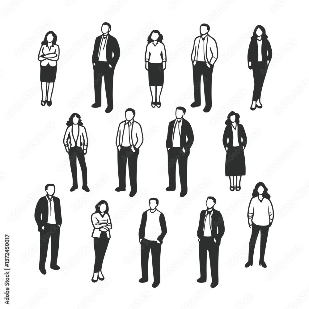 people silhouette set illustration white background. people silhouette set illustration white background.