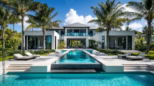 Beautiful palm trees enhance the garden near the beach.