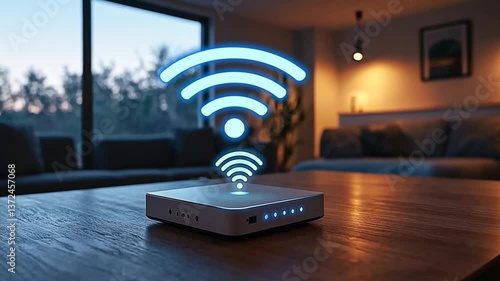 Modern Smart Wifi Router in Living Room