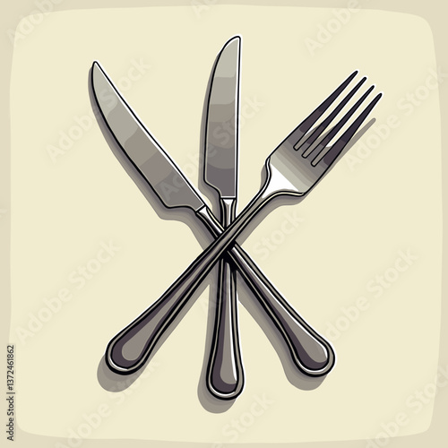 Illustrative silverware in neutral tones