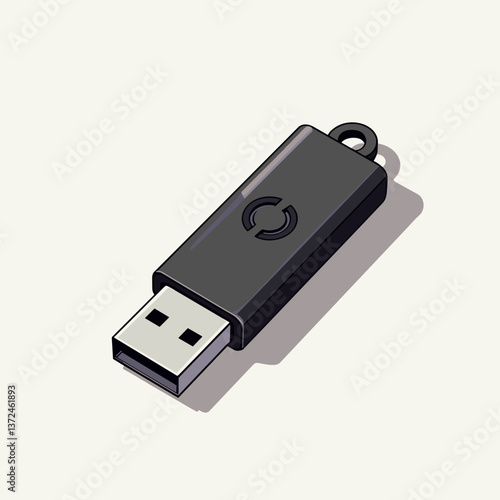 USB flash drive illustration in black on white background