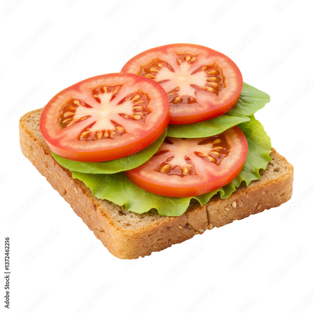 Open-Faced Sandwich with Tomato and Lettuce Open-Faced Sandwich with Tomato and Lettuce