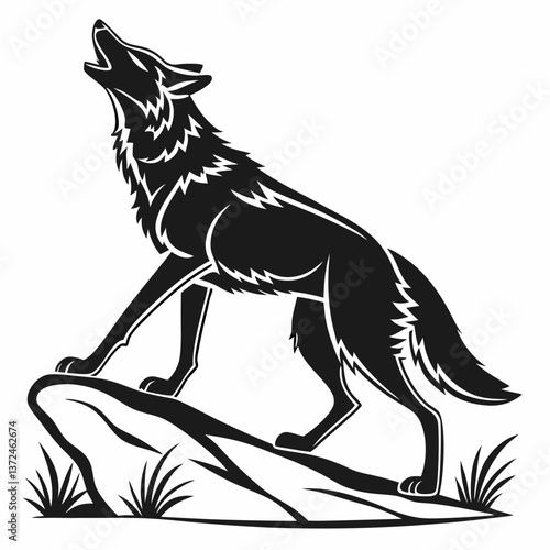coyote sihouette black vecto