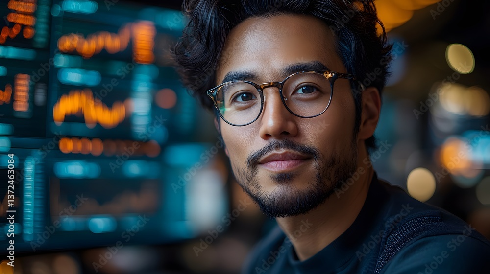 Financial advisor recommending AI stocks for long-term growth in a modern office Financial advisor recommending AI stocks for long-term growth in a modern office