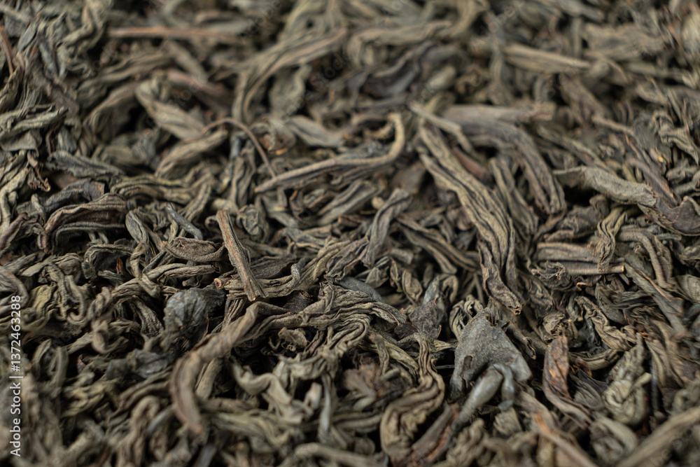 Dark and Twisted Ruhunu Tea Leaves. Pure Ceylon Tea Macro Dark and Twisted Ruhunu Tea Leaves. Pure Ceylon Tea Macro