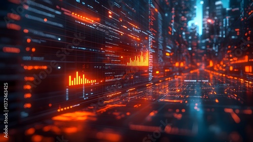 Wallpaper Mural Digital board displaying AI stock growth over time with projected long-term returns Torontodigital.ca