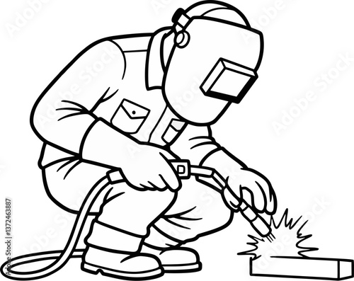 Mobile Welder at Work – Metal Fabrication Vector Illustration