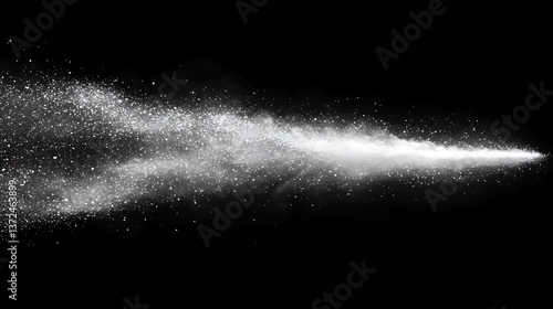 Spraying white particles in dark background