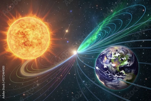 Obraz na płótnie Exploring Energy Exchange Between Sun and Earth in Vivid Detail Generative AI w salonie