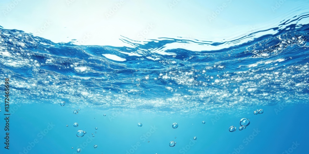 Blue sea ocean water surface and underwater with sunny and cloudy sky,seascape summer background wallpaper. Blue sea ocean water surface and underwater with sunny and cloudy sky,seascape summer background wallpaper.