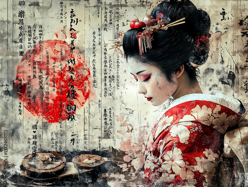  artistic japan: geisha and traditional items